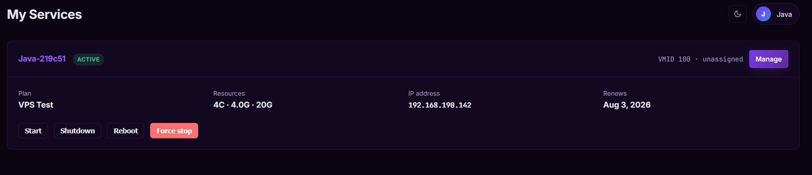 Cloak Hosting Dashboard